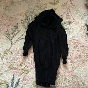 Black sweater dress with a collar